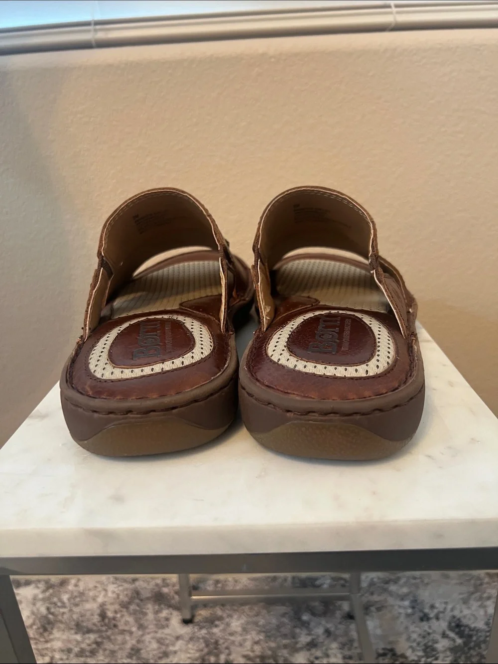 Born Brown Leather Men’s Slide Sandals